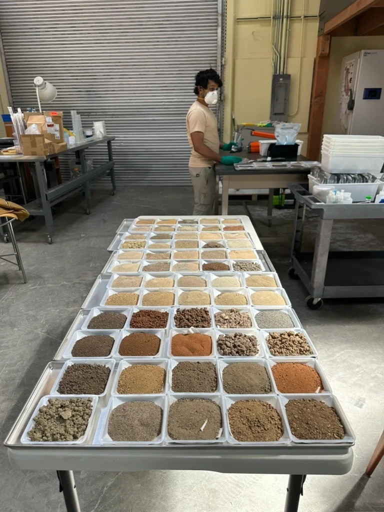 Archived grid of processed soil samples
